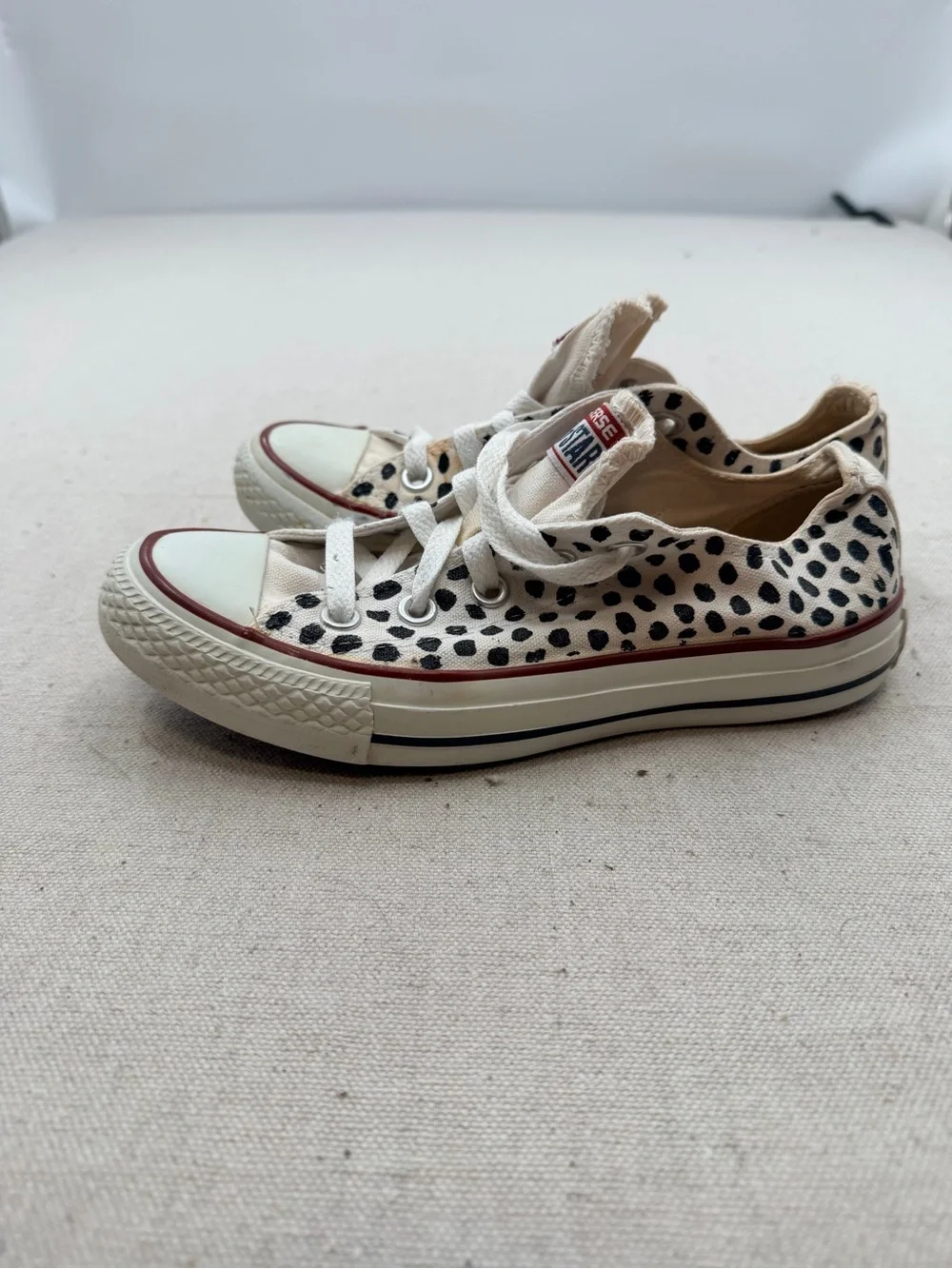 Converse White Canvas Polka Dot Low-Top Sneakers - Picture 7 of 10